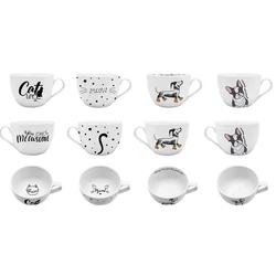 Porcelán JUMBO bögre (színes kutya cica) 4 féle dekor 50 cl