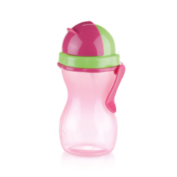 Tescoma BAMBINI Gyermek szívószálas palack 300 ml, zöld, rózsaszín