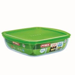 Pyrex COOK&STORE szögl. sütőtál+műa.fedő 25x22 cm 2,2l