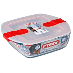 Pyrex COOK&amp;HEAT szögl. sütőtál+műa.tető 20x17x6 cm 1l