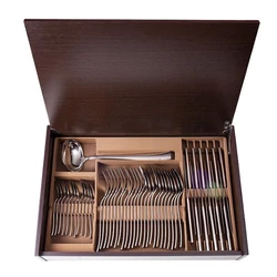 Salvinelli TIME rozsdamentes evőeszköz készlet 49r. 3 mm fa dobozos