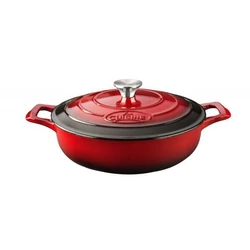 La Cuisine RED öntöttvas kerek sütőtál 2 fülű 28x8cm 3,5l+fedő