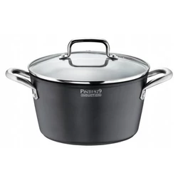 Pintinox ST1 lábos+üvegfedő kőhatású  28 cm rozsdamentesfülű indukciós