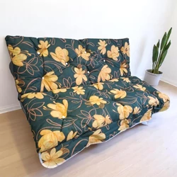 Hintaágy párna 150 cm 3 részes Zöld sárgavirágos mintával