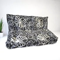 Hintaágy párna 130 cm 2 részes Fekete fehérvirágos mintával