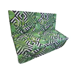 Hintaágy párnalap 160 cm 3 részes fekete csíkos zöld leveles mintával