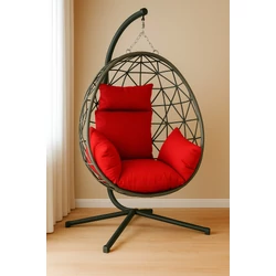 Függő fotel párna textil huzattal piros