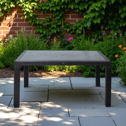 Rattan kerti asztal 150x90 cm - antracit színben