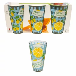 ZAGARA CONIC BIBITA citrom mintás üveg pohár 3 db-os szett 3,3 dl