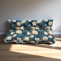 Hintaágy párna 120 cm 2 részes mélyzöld vanília virágos mintával