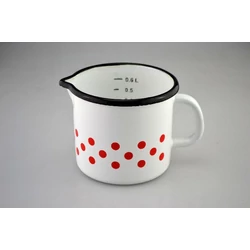 KIÖNTŐ FEHÉR ZOMÁNC PIROS PÖTTYÖS 0,6L