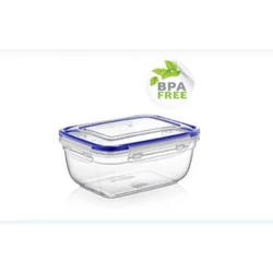 Átlátszó szögletes tároló doboz, patentzáras tetővel (1,4 L-es)