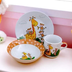 3 db-os gyermek étkészlet (zsiráfos-majmos)