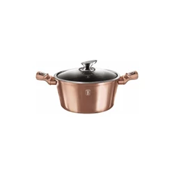 Berlinger Haus ROSE GOLD bevonatos LÁBOS üveg fedővel  28 cm 6,1l / BH-1516N /