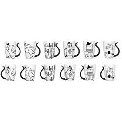 bögre (fekete-fehér kutya cica) 6 féle dekor 38 cl