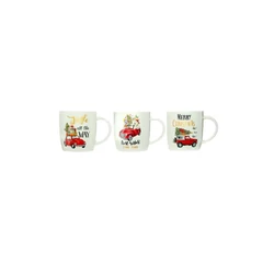 Karácsonyi porcelán bögre autós dekor 38 cl