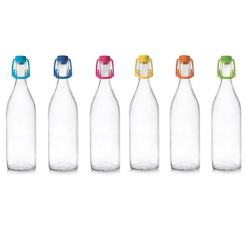 LORY csatos üveg 1 literes - vegyes színű műanyag csattal