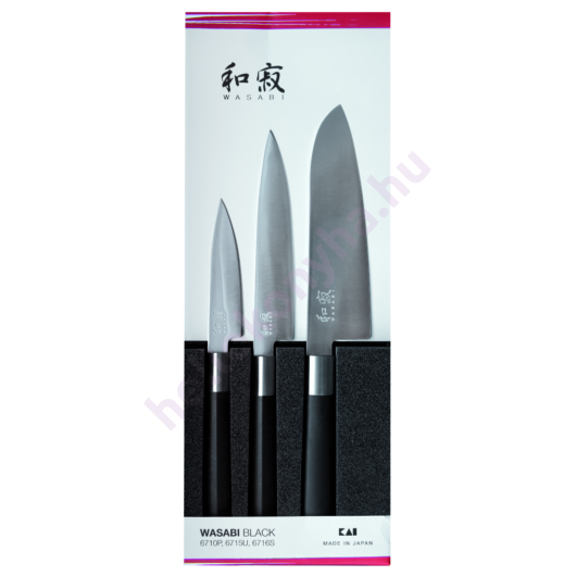 KAI Wasabi Black 3 darabos kés készlet (6710P + 6715U + 6716S) (67S-310)