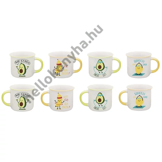 Porcelán bögre (avokádó, citrom, banán) dekor 35 cl