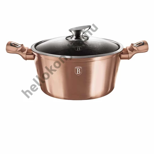 Berlinger Haus ROSE GOLD bevonatos LÁBOS üveg fedővel  24cm 4,1l / BH-1515N / 