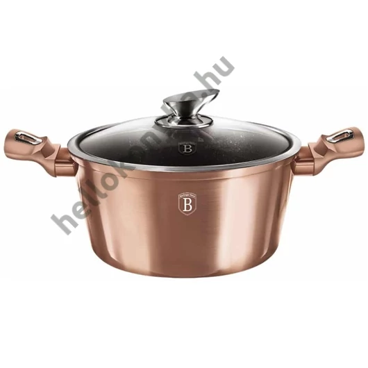 Berlinger Haus ROSE GOLD bevonatos LÁBOS üveg fedővel  28cm 6,1l / BH-1516N /