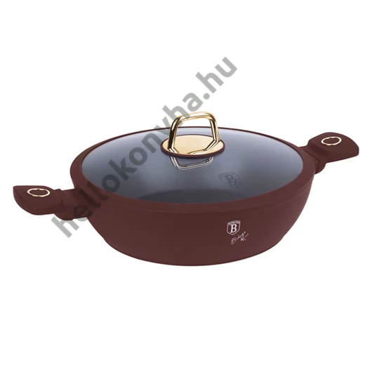 Berlinger Haus LEONARDO bevonatos SERPENYŐ + üveg fedő 28 cm (szeletsütő) - INDUKCIÓS / BH-8038 /