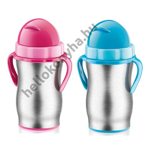 Tescoma BAMBINI Gy. termosz szívószállal 300ml rozsdamentes acél, rózsaszín/kék
