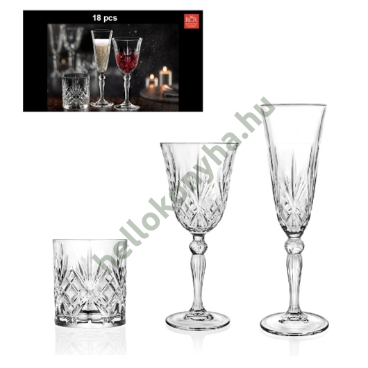 MELODIA pohár set 18db /3x6db whisky, pezsgő, boros/ RCR