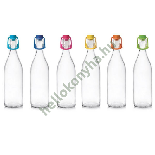 LORY csatos üveg 1 literes - vegyes színű műanyag csattal