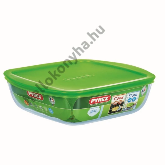 Pyrex COOK&STORE szögl. sütőtál+műa.fedő 25x22 cm 2,2l