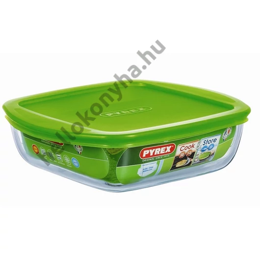 Pyrex COOK&STORE szögl. sütőtál+műa.fedő 20x17 cm 1l