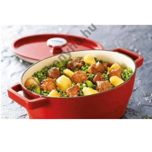 Pyrex öntöttvas, zománcozott sütőtál ovál 28cm 3,3 L PIROS