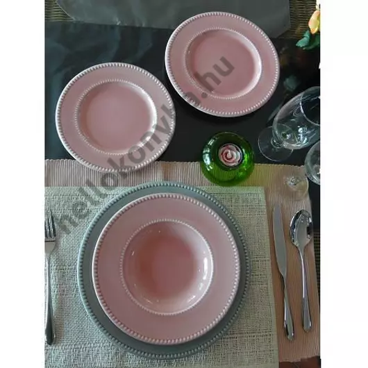 Quality Ceramic LUXE kerámia étkészlet rózsaszín-szürke (18 részes)