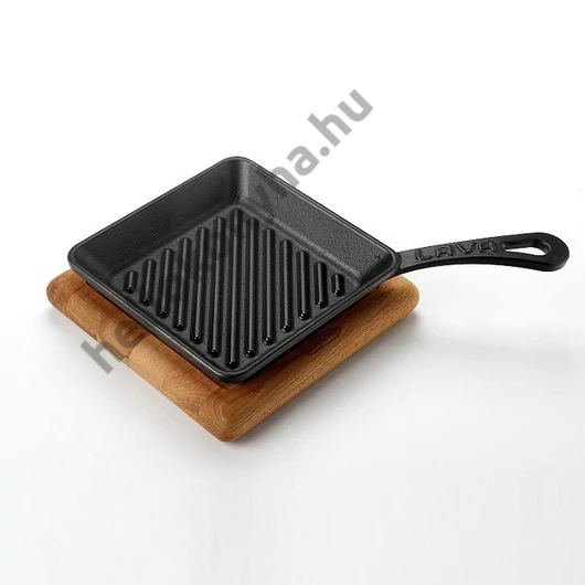 Lava MINI GRILL öntött vas 16x16cm + fa alátét