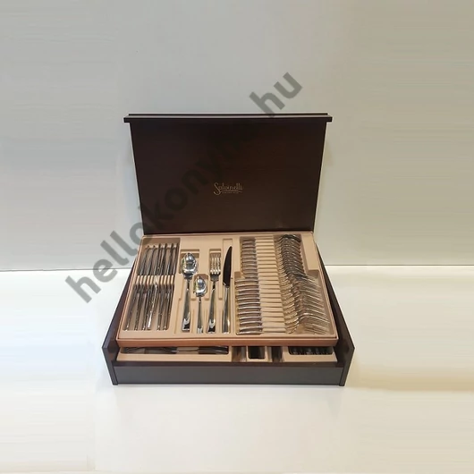 Salvinelli TIME rozsdamentes evőeszköz készlet 75r. 3 mm fa dobozos