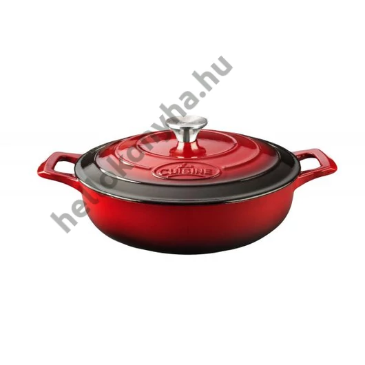 La Cuisine RED öntöttvas kerek sütőtál 2 fülű 28x8cm 3,5l+fedő