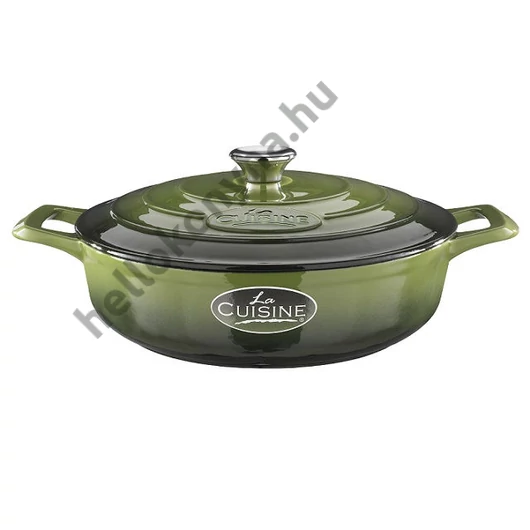La Cuisine GREEN öntöttvas kerek sütőtál 2 fülű 28x8cm 3,5l+fedő