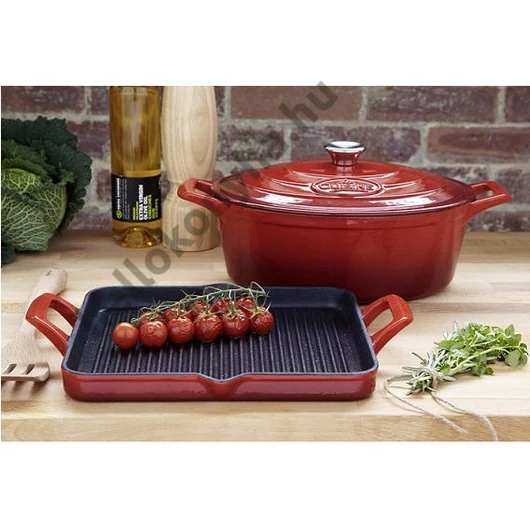 La Cuisine RED öntöttvas grillsütő 29 x 26 cm (2 fülű)