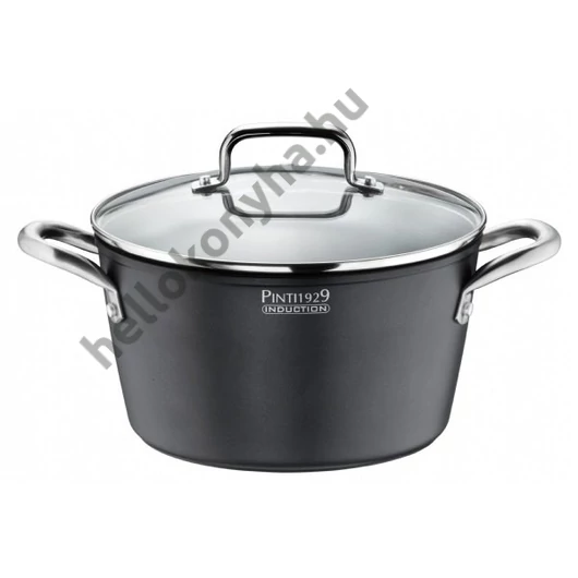 Pintinox ST1 lábos+üvegfedő kőhatású  28 cm rozsdamentesfülű indukciós