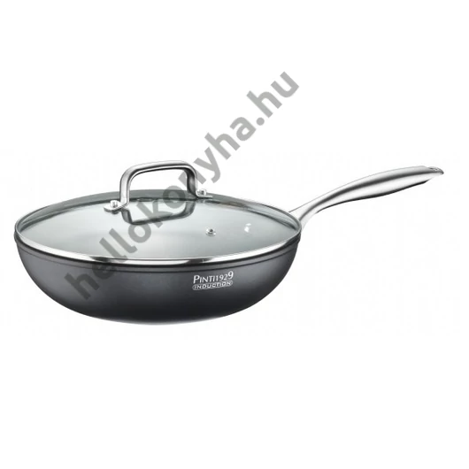 Pintinox ST1 wok+fedő kőhatású  28 cm rozsdamentesnyél indukciós