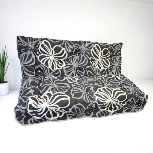Hintaágy párna 160 cm 3 részes Fekete fehérvirágos mintával
