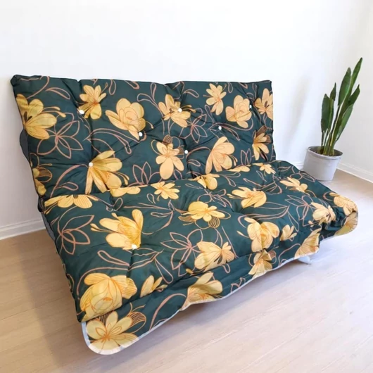 Hintaágy párna 130 cm 2 részes Zöld sárgavirágos mintával
