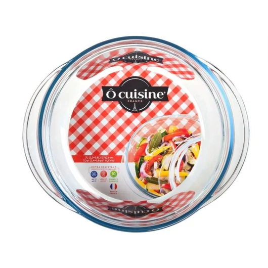 OC-207AC KEREK HŐÁLLÓ SÜTŐTÁL FEDŐVEL 21X18CM 1,4L