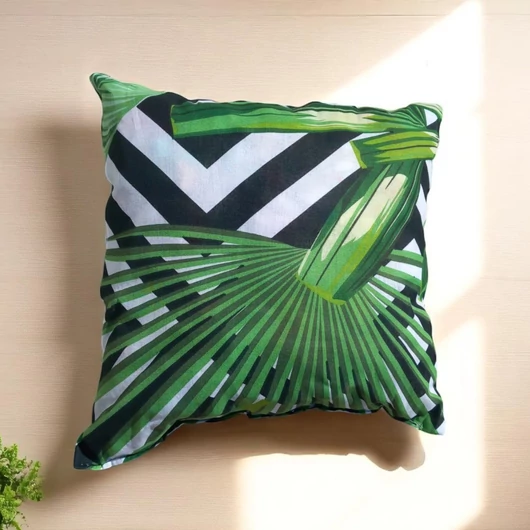 Kispárna hintaágyhoz fekete csíkos zöld leveles mintával