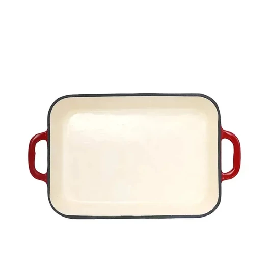 zománcozott öntöttvas tepsi 33,5x22x7cm, piros színben