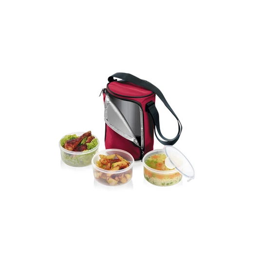 Tescoma FRESHBOX ételhordó, 3 ételtároló dobozzal, 1,5 l, bordeaux