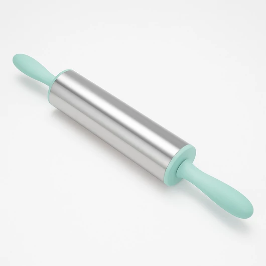 Fém nyújtófa/sodrófa műanyag fogantyúval 24 cm - türkiz 