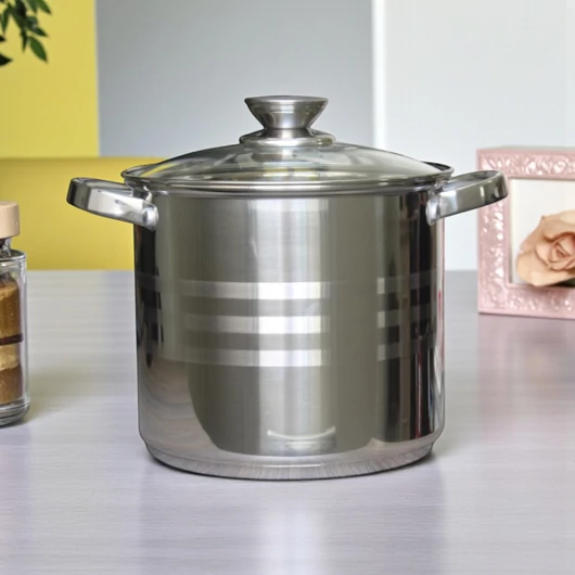 Fazék üveg fedővel, rozsdamentes acél, 7,2 L, 22 cm