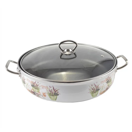 Levendula Zománcozott szeletsütő lábas 26 cm+üvegfedő Perfect Home