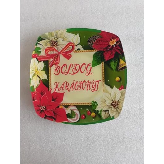 Mikulásvirágos üveg tányér